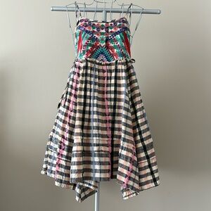 Embroidered Apron Mini Dress